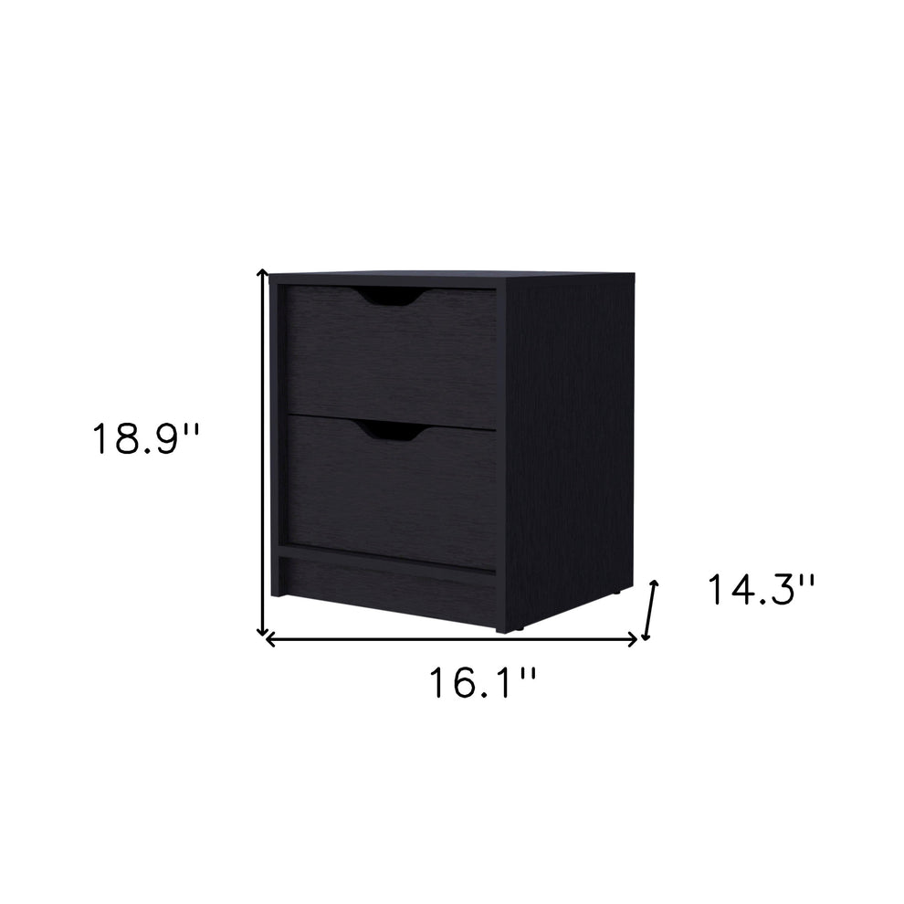 Black Two Drawer Nightstand With Integrated Tech By Homeroots | Nightstands | Modishstore - 7