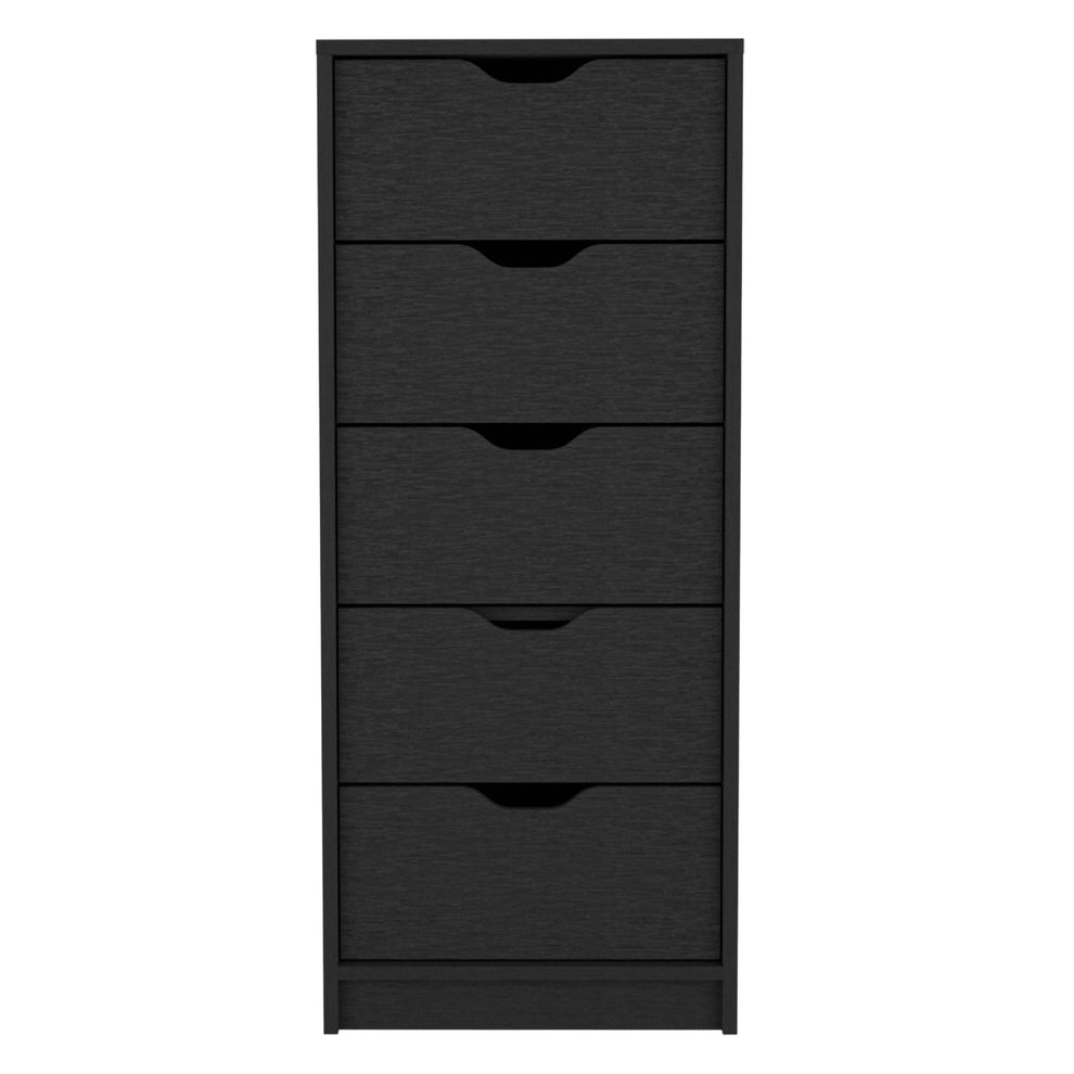 Black Charcoal Manufactured Wood Five Drawer Tall and Narrow Dresser By Homeroots | Dressers | Modishstore - 6