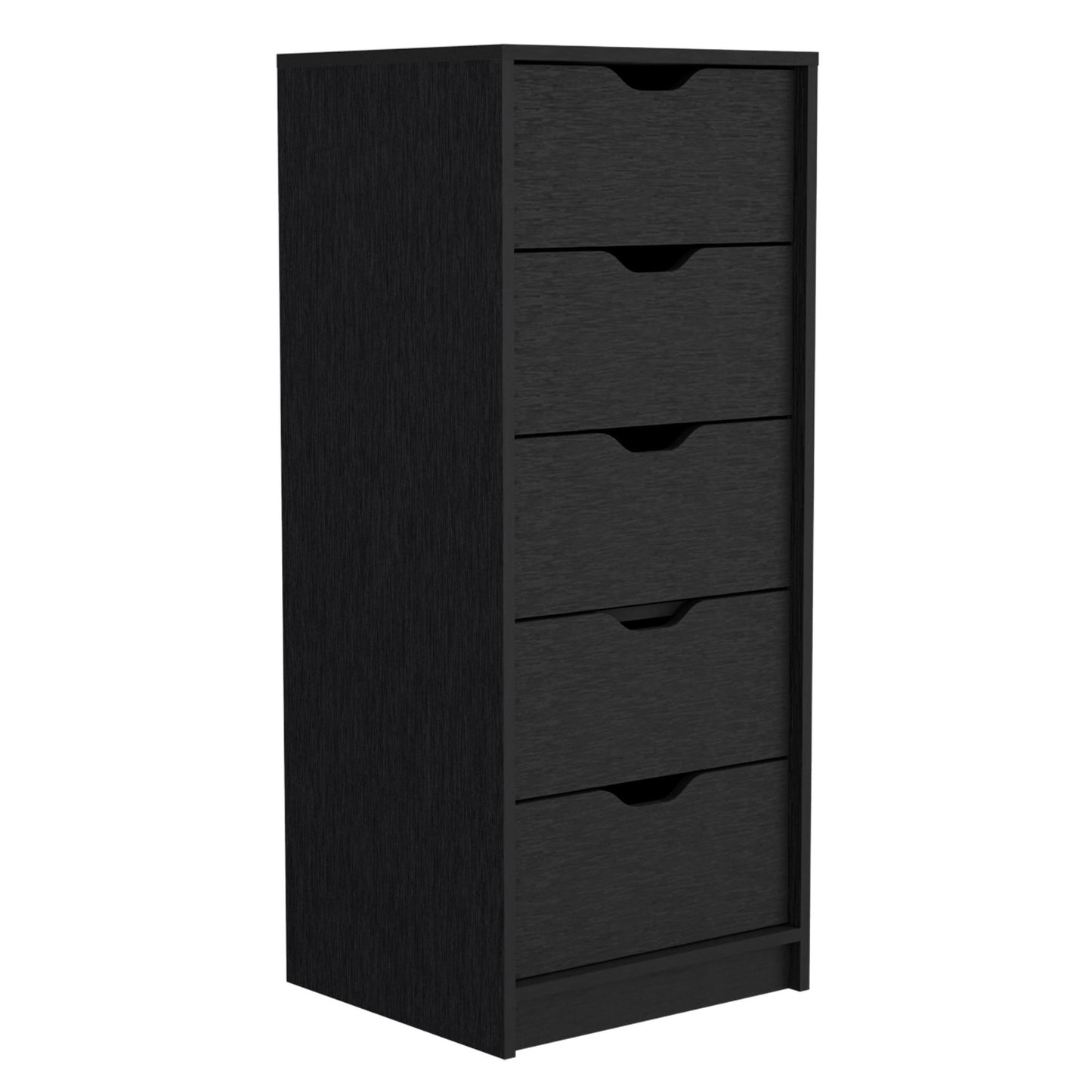 Black Charcoal Manufactured Wood Five Drawer Tall and Narrow Dresser By Homeroots | Dressers | Modishstore - 3