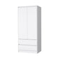 White Accent Cabinet Soft Close With Multiple Shelves And Two Drawers By Homeroots | Dressers | Modishstore - 1