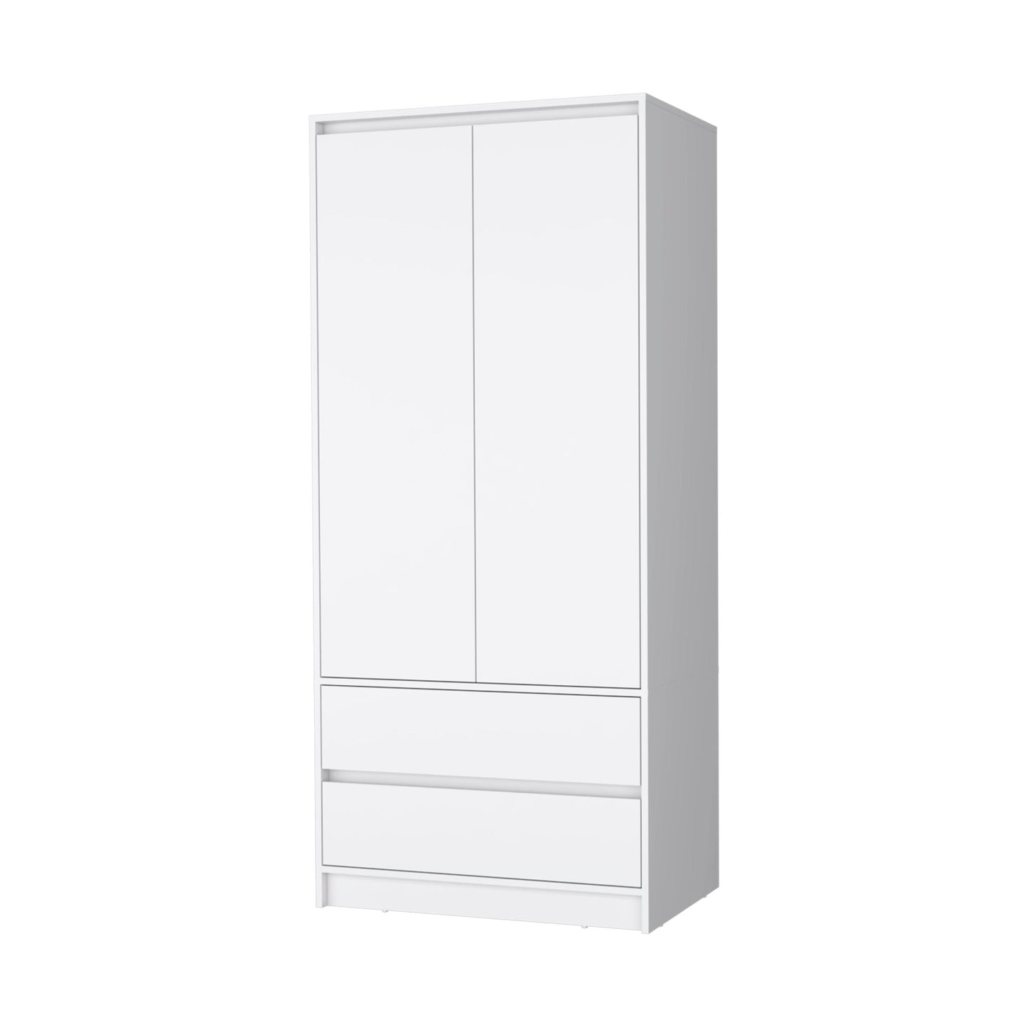 White Accent Cabinet Soft Close With Multiple Shelves And Two Drawers By Homeroots | Dressers | Modishstore - 1