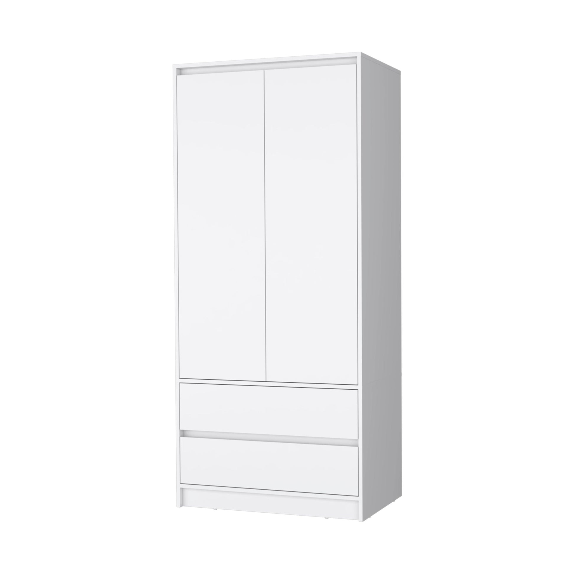White Accent Cabinet Soft Close With Multiple Shelves And Two Drawers By Homeroots | Dressers | Modishstore - 1