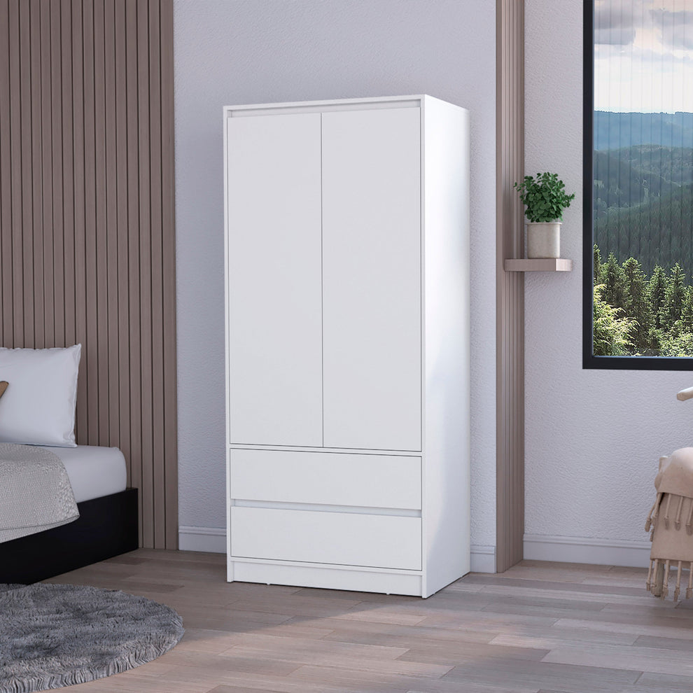 White Accent Cabinet Soft Close With Multiple Shelves And Two Drawers By Homeroots | Dressers | Modishstore - 4