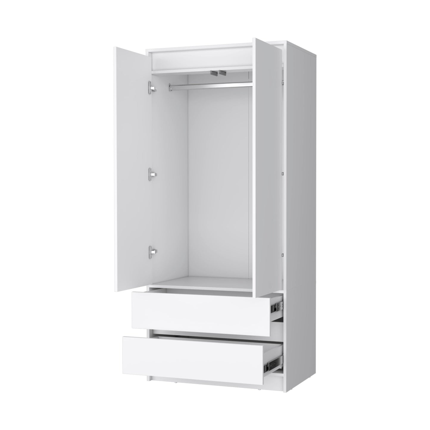 White Accent Cabinet Soft Close With Multiple Shelves And Two Drawers By Homeroots | Dressers | Modishstore - 6