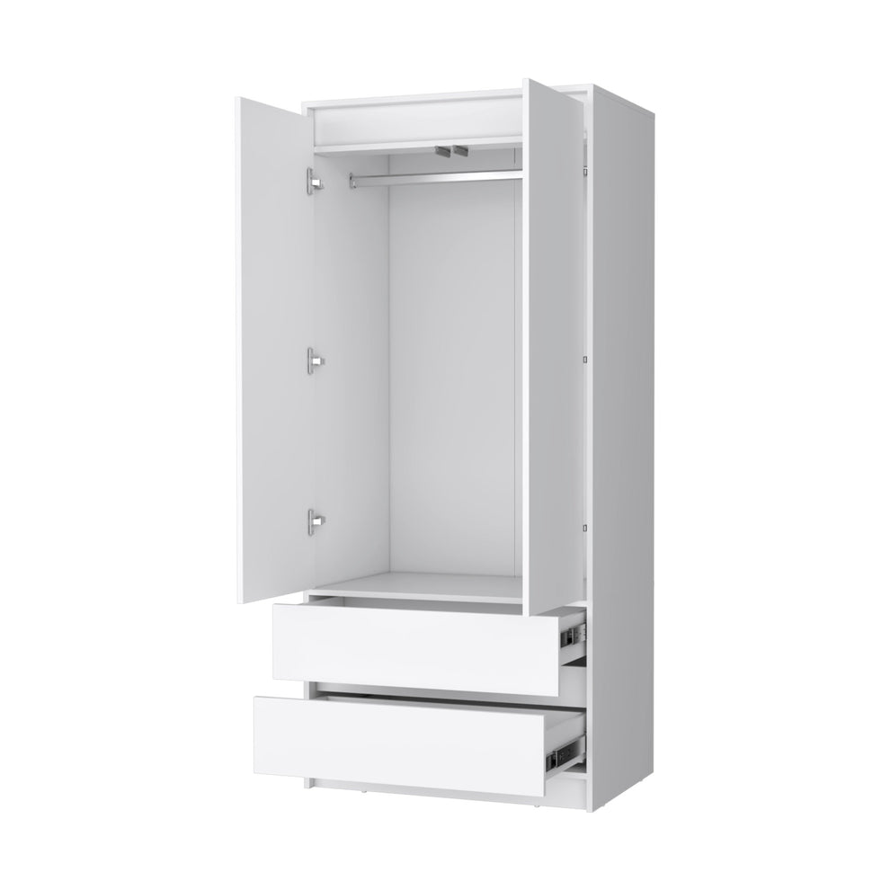 White Accent Cabinet Soft Close With Multiple Shelves And Two Drawers By Homeroots | Dressers | Modishstore - 6