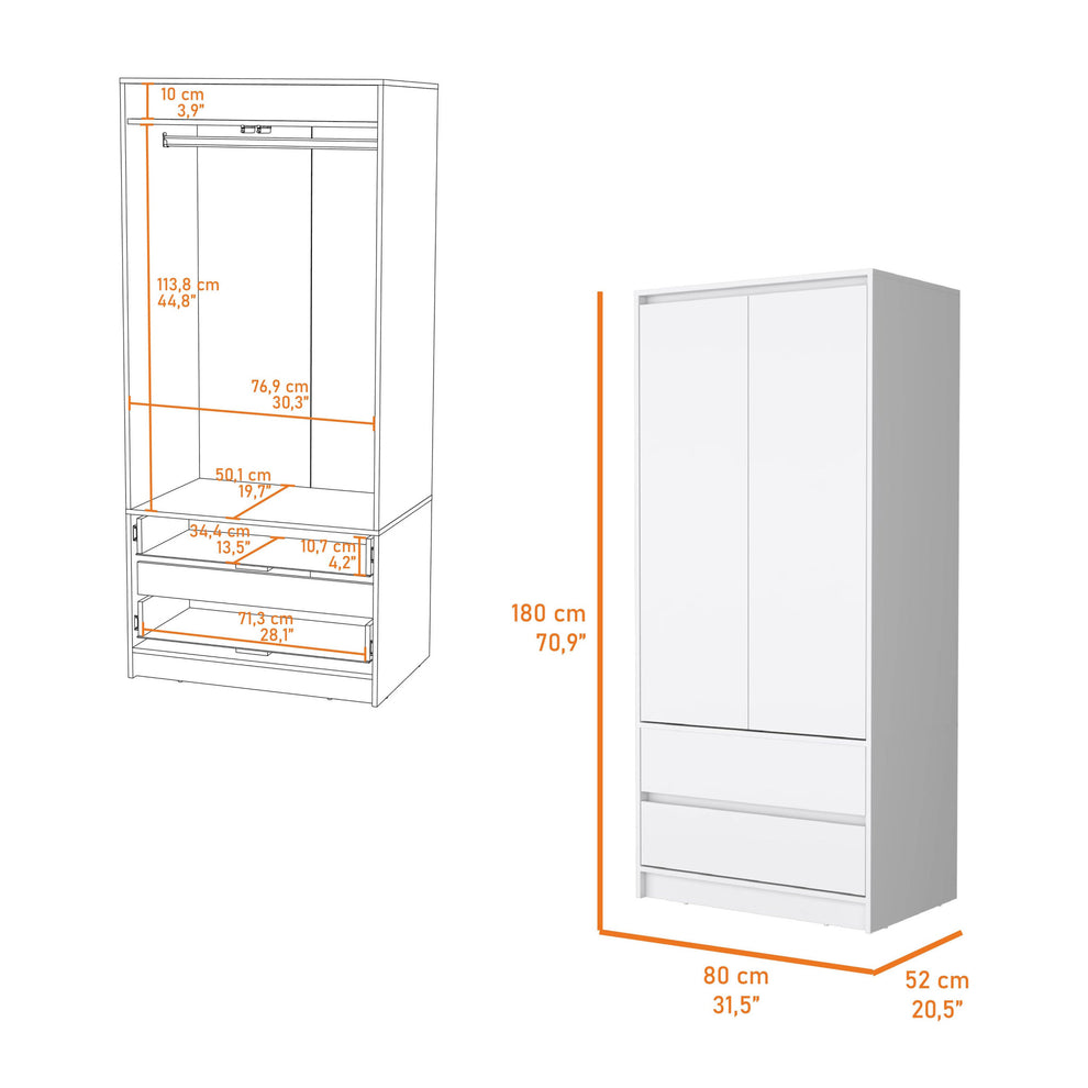 White Accent Cabinet Soft Close With Multiple Shelves And Two Drawers By Homeroots | Dressers | Modishstore - 7