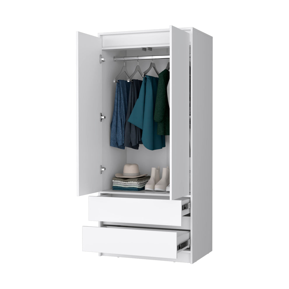 White Accent Cabinet Soft Close With Multiple Shelves And Two Drawers By Homeroots | Dressers | Modishstore - 2