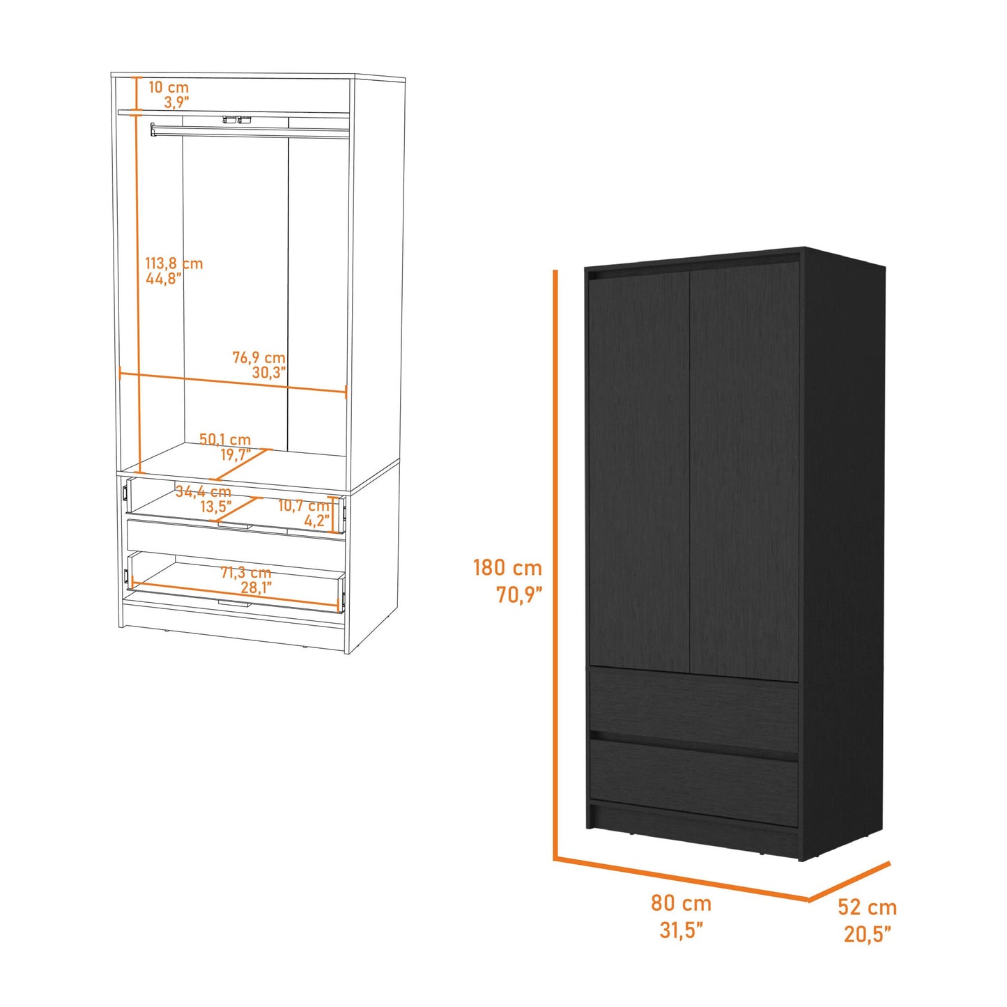 Black Accent Cabinet Soft Close With Multiple Shelves And Three Drawers By Homeroots | Dressers | Modishstore - 6