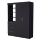 Black Accent Cabinet Soft Close With Three Shelves And One Drawer By Homeroots | Dressers | Modishstore - 1