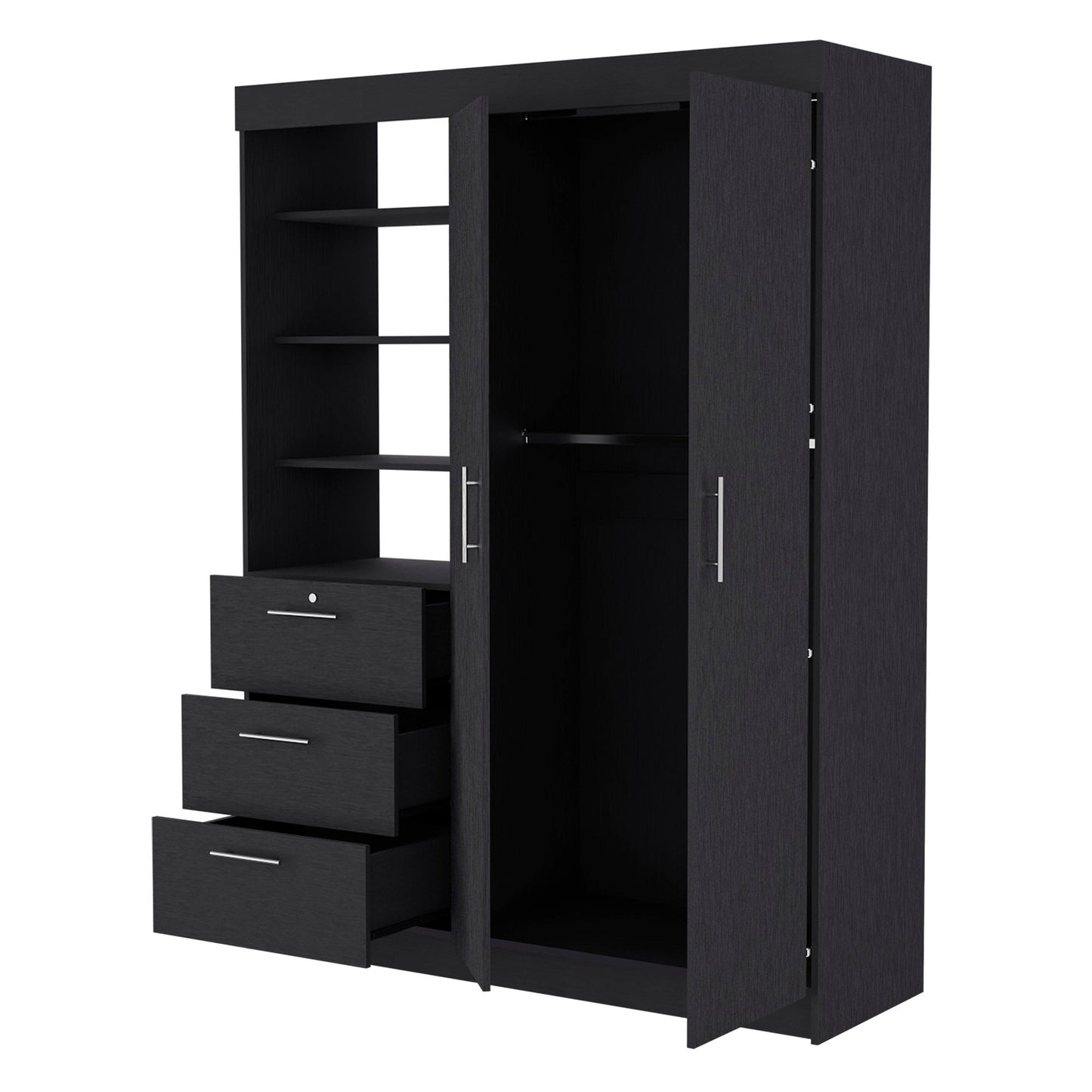 Black Accent Cabinet Soft Close With Three Shelves And One Drawer By Homeroots | Dressers | Modishstore - 6