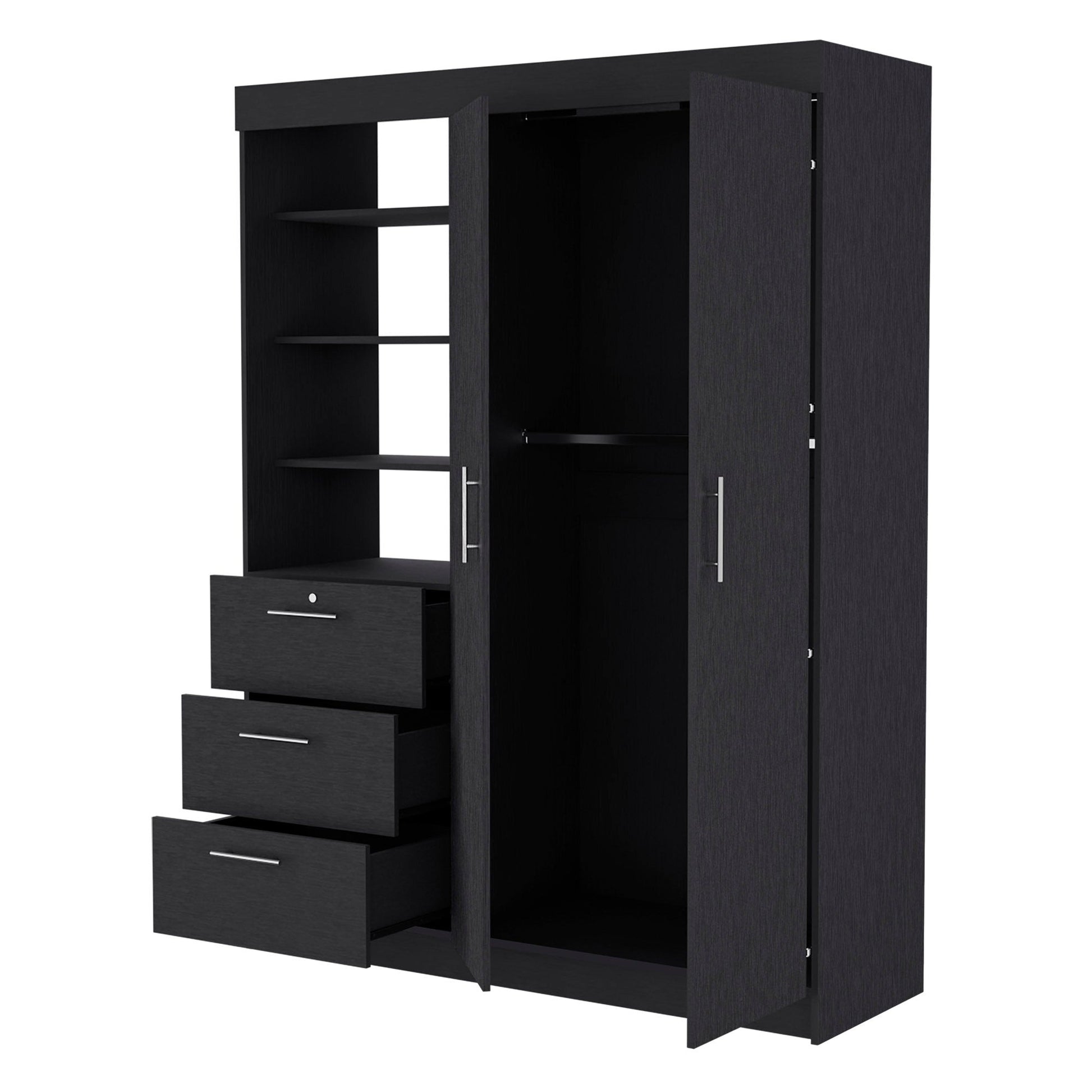 Black Accent Cabinet Soft Close With Three Shelves And One Drawer By Homeroots | Dressers | Modishstore - 6