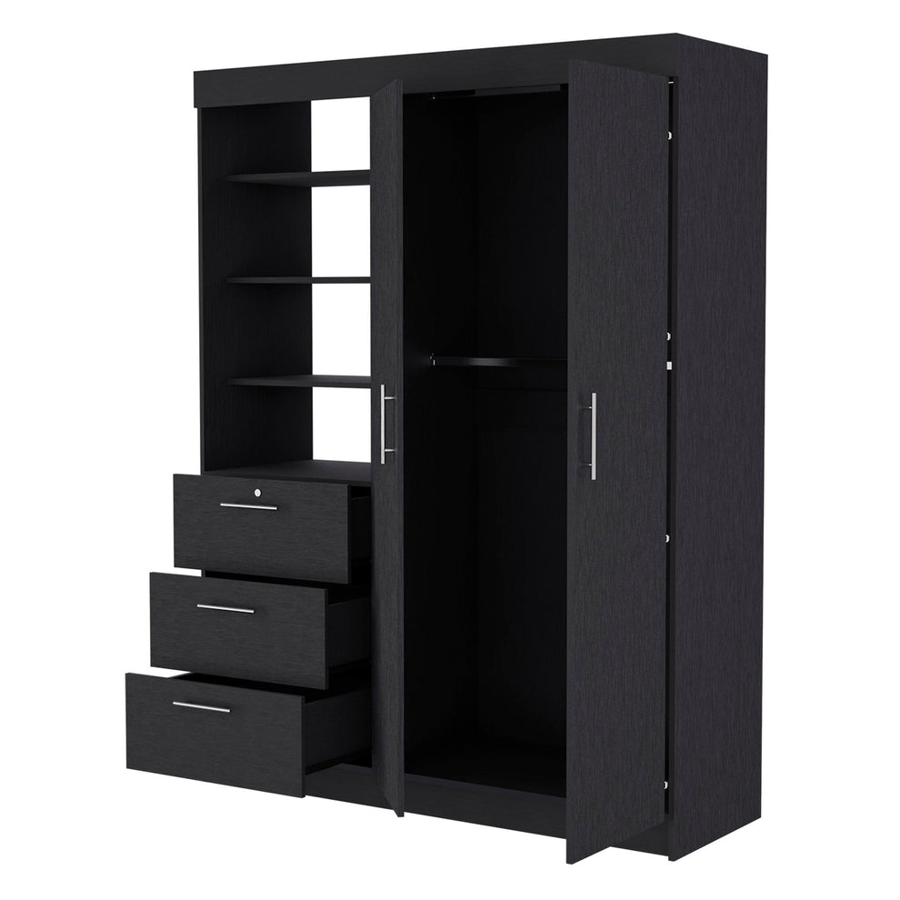 Black Accent Cabinet Soft Close With Three Shelves And One Drawer By Homeroots | Dressers | Modishstore - 6