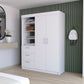 White Accent Cabinet Soft Close With Three Shelves And Three Drawers By Homeroots | Dressers | Modishstore - 1