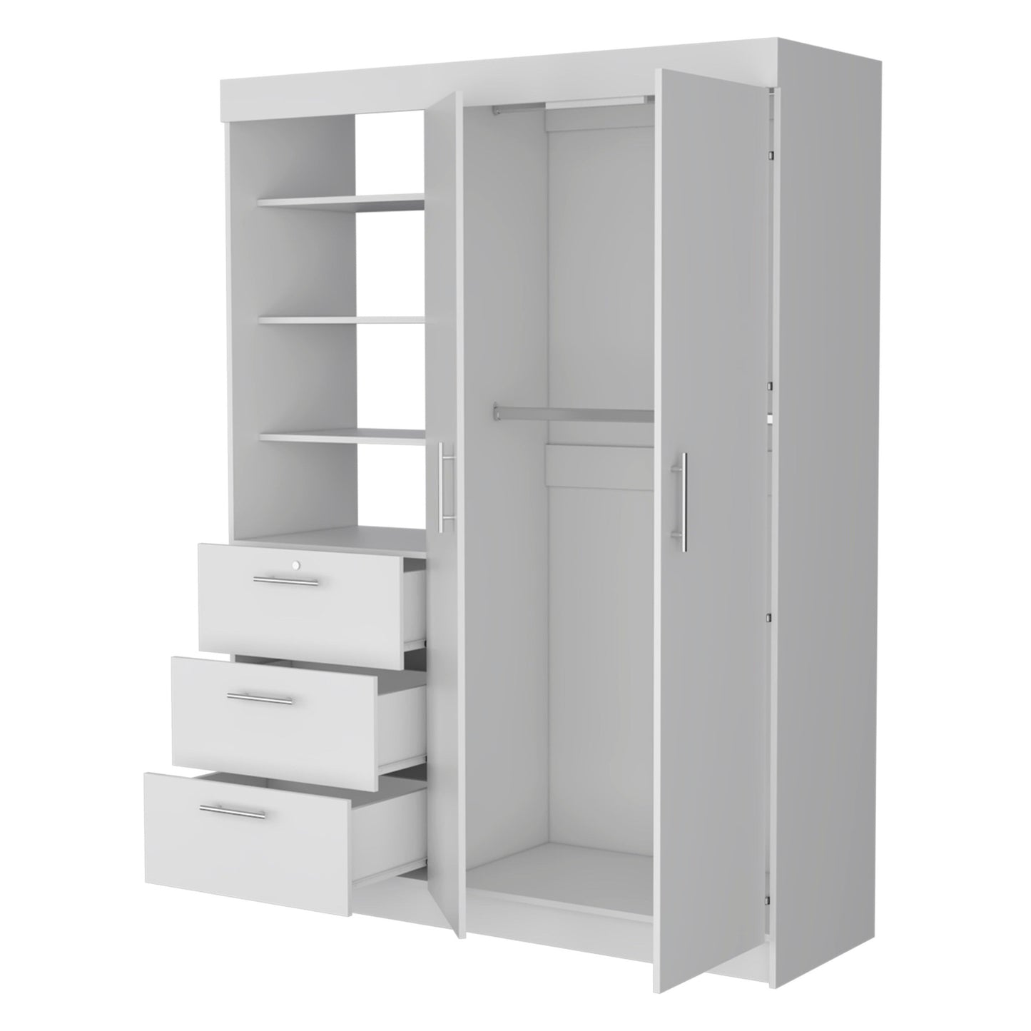 White Accent Cabinet Soft Close With Three Shelves And Three Drawers By Homeroots | Dressers | Modishstore - 6
