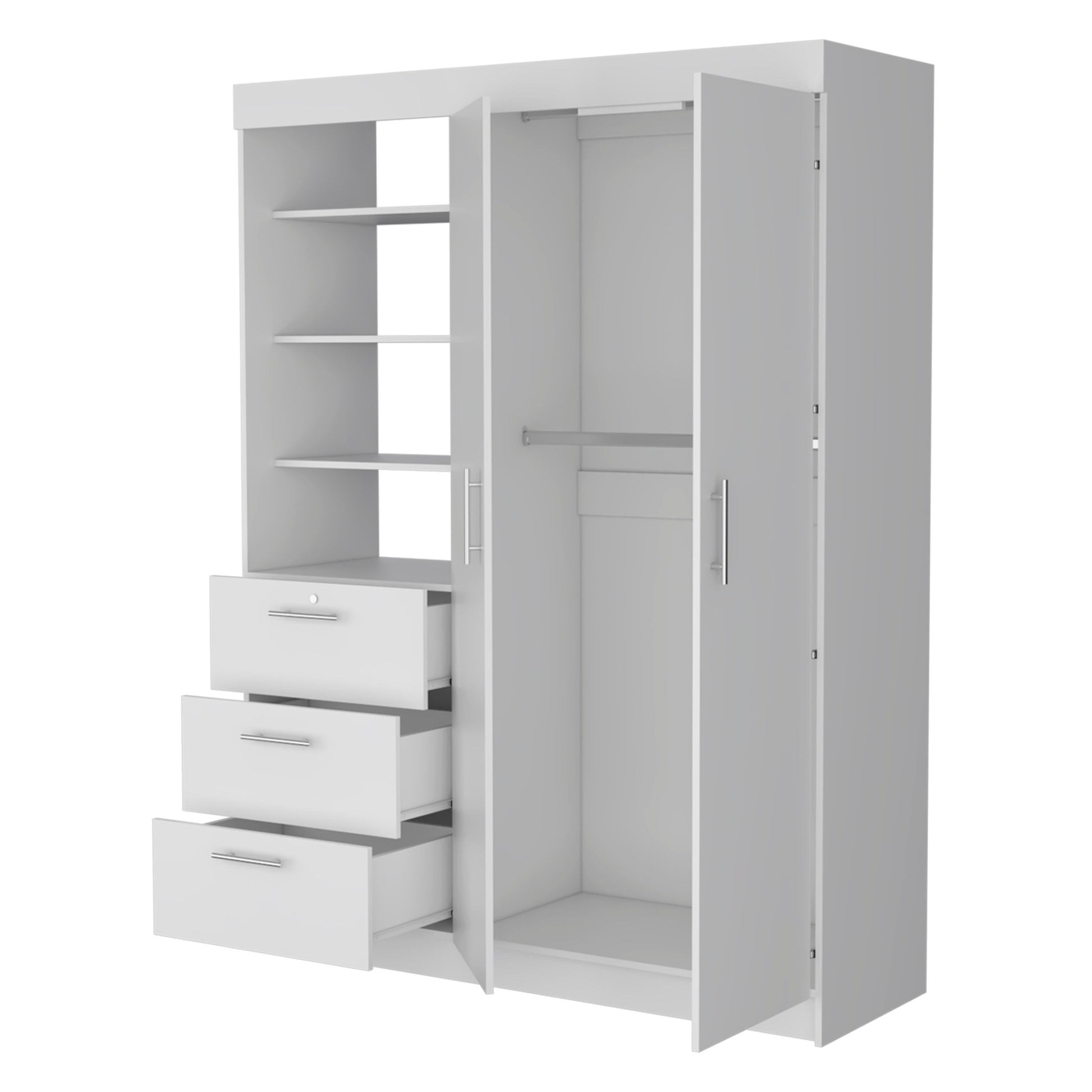 White Accent Cabinet Soft Close With Three Shelves And Three Drawers By Homeroots | Dressers | Modishstore - 6