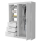 White Accent Cabinet Soft Close With Three Shelves And Three Drawers By Homeroots | Dressers | Modishstore - 3