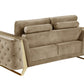 Beige And Gold Velvet Loveseat By Homeroots | Loveseats | Modishstore - 5