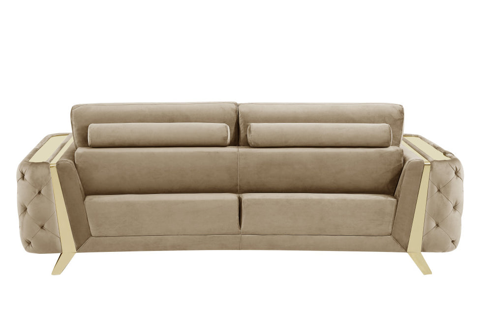 Beige And Gold Velvet Loveseat By Homeroots | Loveseats | Modishstore - 6