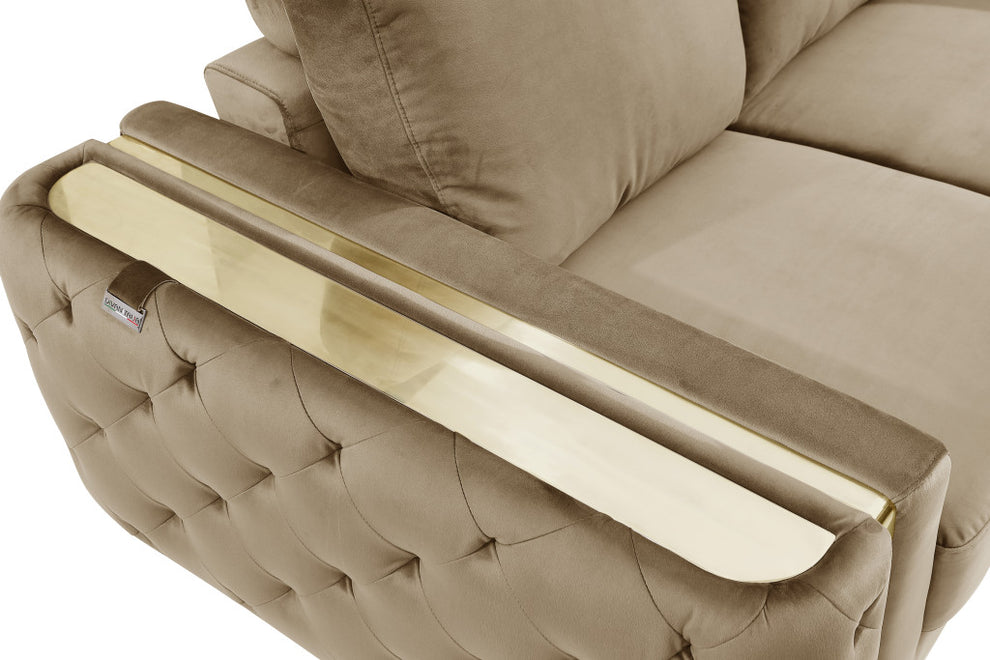 Beige And Gold Velvet Loveseat By Homeroots | Loveseats | Modishstore - 7