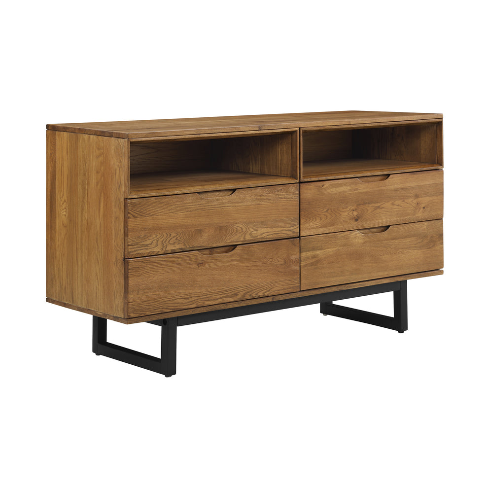 Brown Solid Wood Four Drawer Double Dresser By Homeroots | Dressers | Modishstore - 2