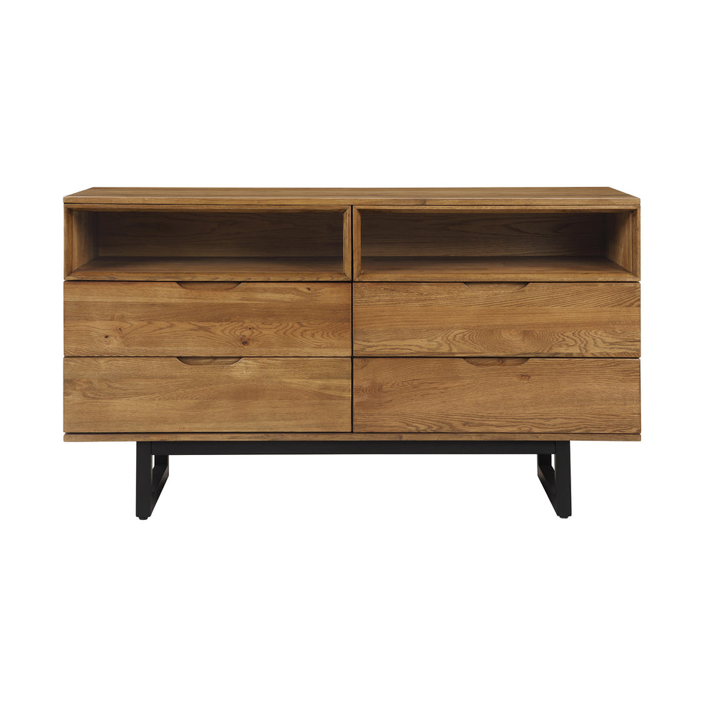 Brown Solid Wood Four Drawer Double Dresser By Homeroots | Dressers | Modishstore - 8
