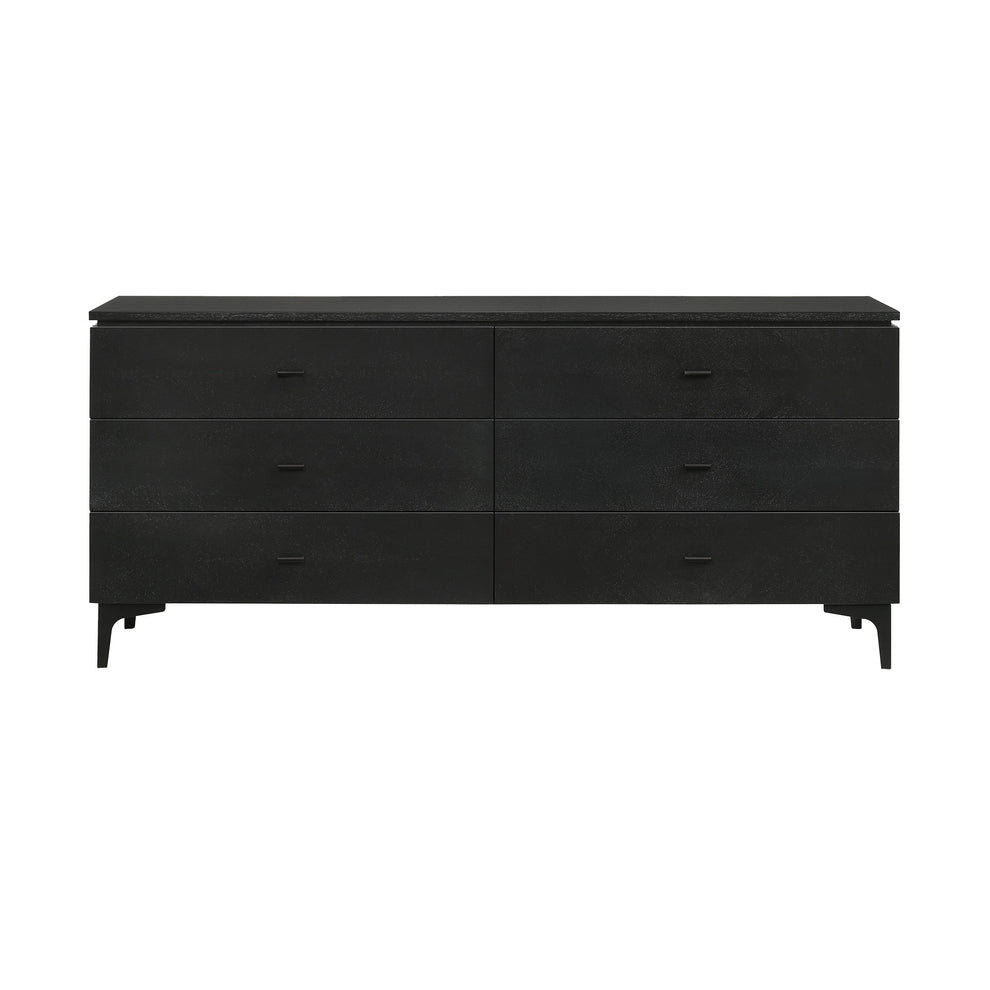 Black Six Drawer Double Dresser By Homeroots | Dressers | Modishstore - 2