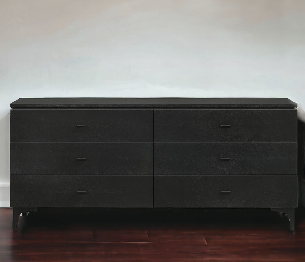 Black Six Drawer Double Dresser By Homeroots | Dressers | Modishstore - 6