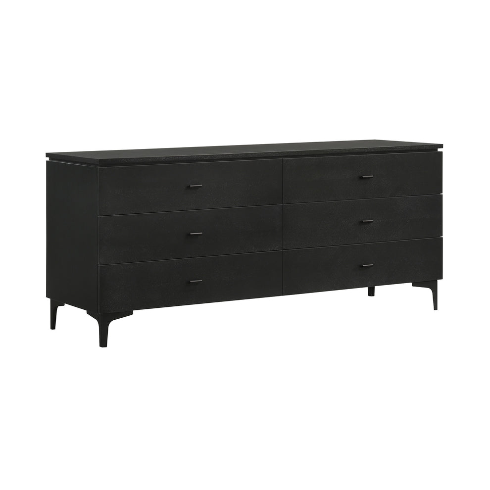 Black Six Drawer Double Dresser By Homeroots | Dressers | Modishstore - 3