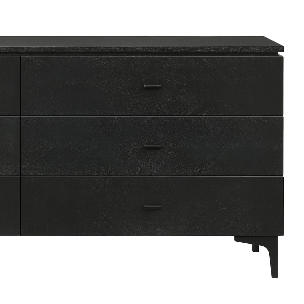 Black Six Drawer Double Dresser By Homeroots | Dressers | Modishstore - 8