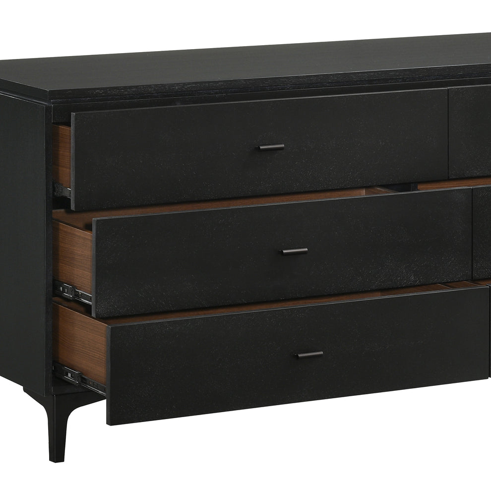 Black Six Drawer Double Dresser By Homeroots | Dressers | Modishstore - 7