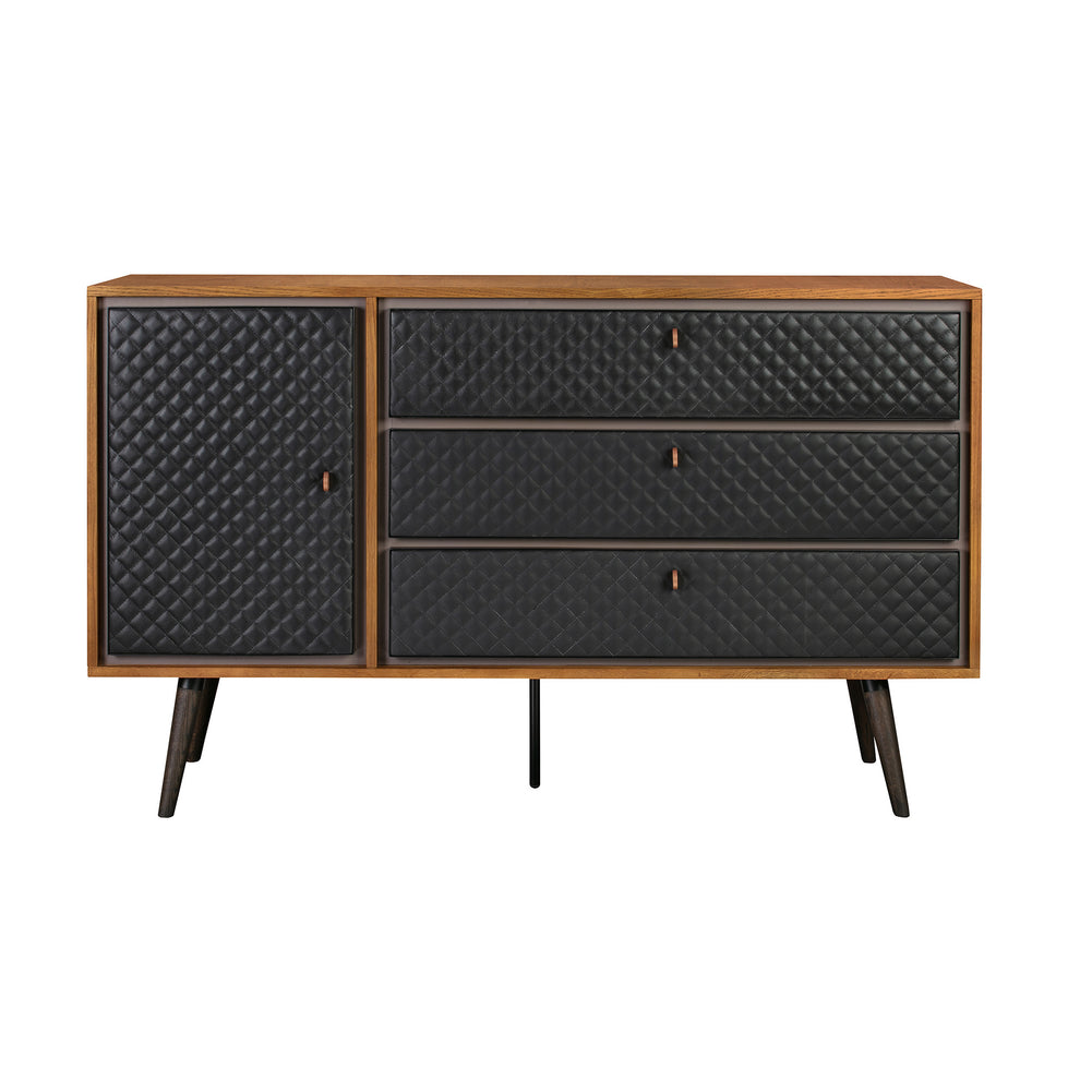 Brown and Black Solid Wood Three Drawer Double Dresser By Homeroots | Dressers | Modishstore - 6