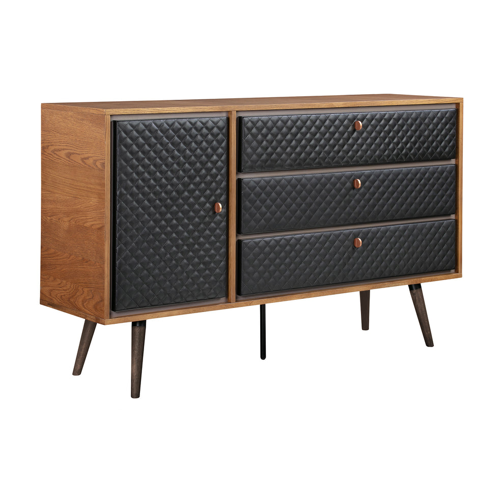 Brown and Black Solid Wood Three Drawer Double Dresser By Homeroots | Dressers | Modishstore - 5