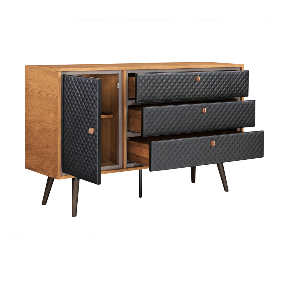 Brown and Black Solid Wood Three Drawer Double Dresser By Homeroots | Dressers | Modishstore - 3