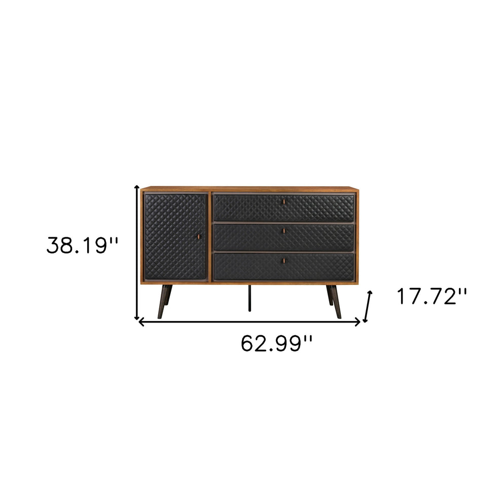 Brown and Black Solid Wood Three Drawer Double Dresser By Homeroots | Dressers | Modishstore - 7