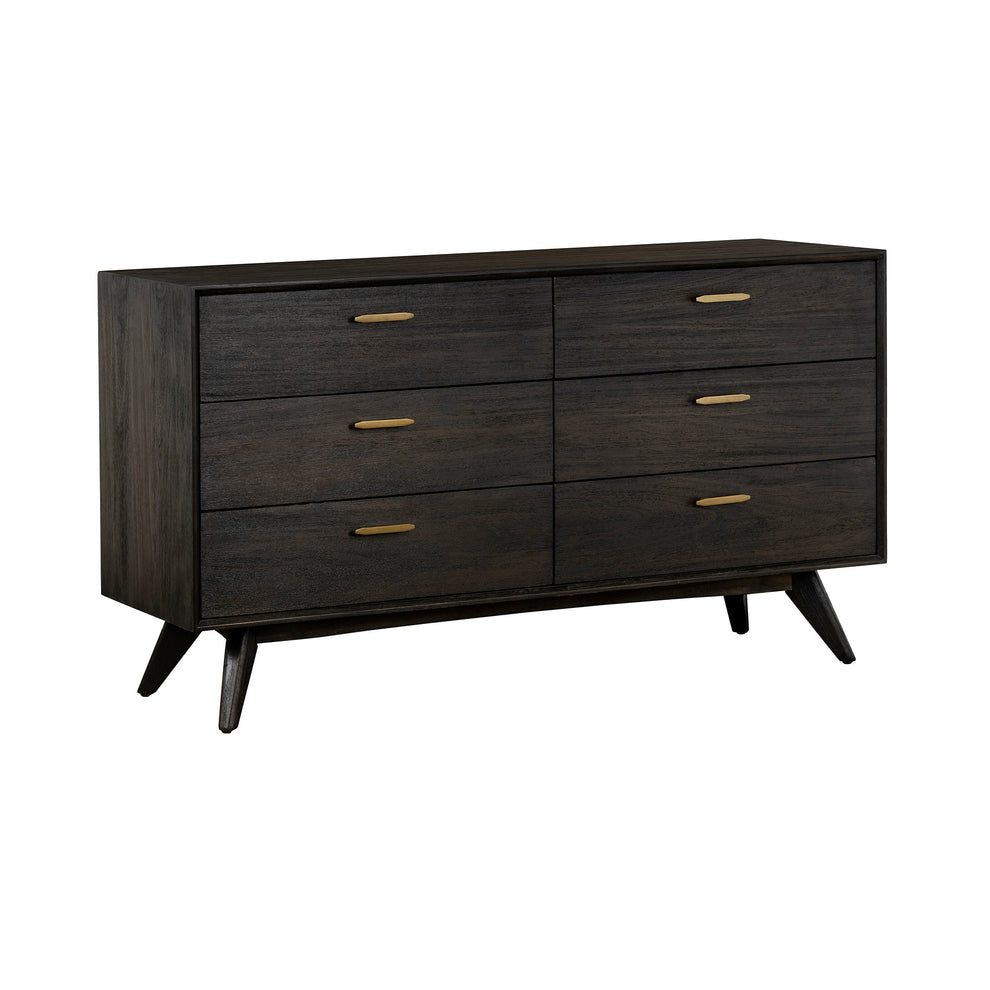 Brown Solid Wood Six Drawer Dresser By Homeroots | Dressers | Modishstore - 5