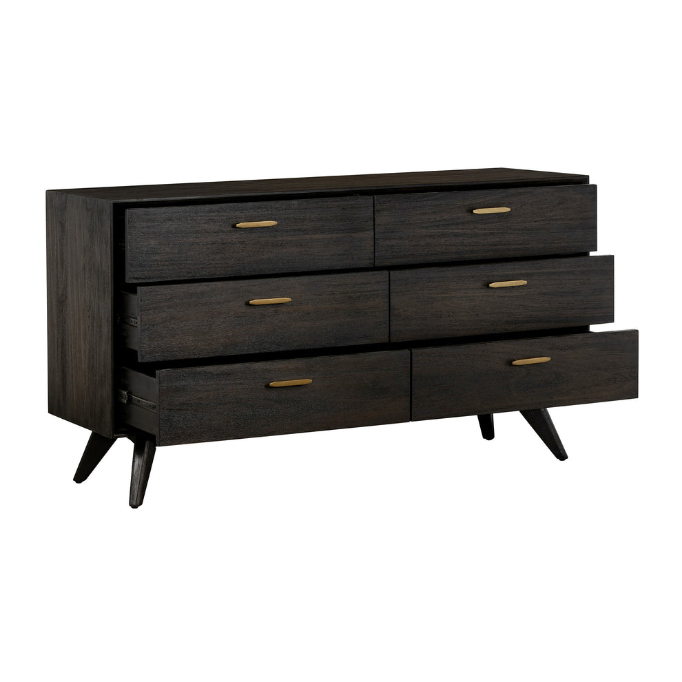 Brown Solid Wood Six Drawer Dresser By Homeroots | Dressers | Modishstore - 2