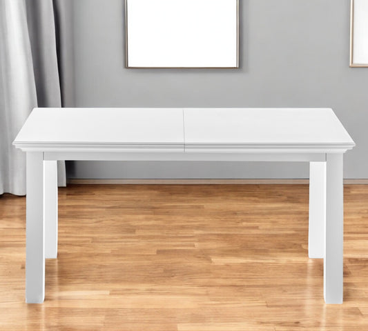 White Solid Wood Butterfly Leaf Extending Dining Table By Homeroots | Dining Tables | Modishstore - 1