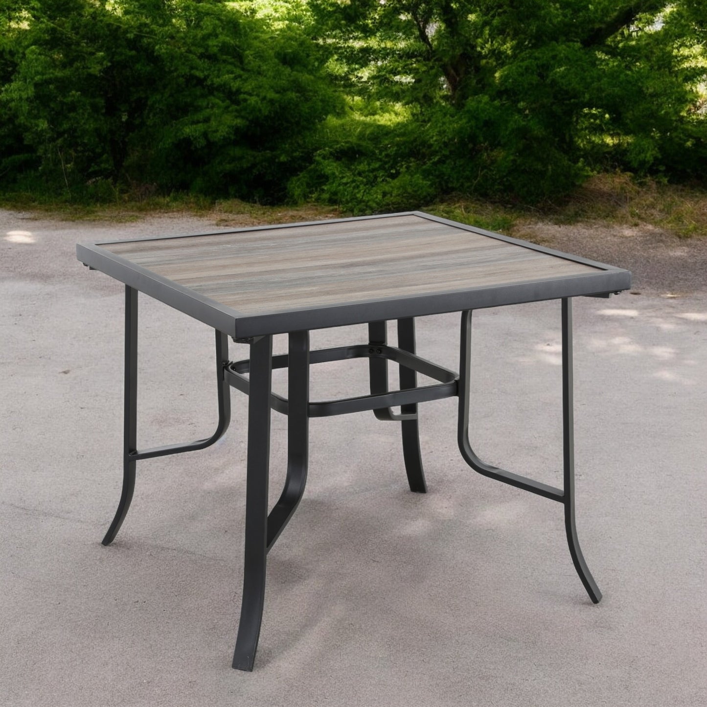 Brown and Black Square Metal Outdoor Dining Table By Homeroots | Outdoor Tables | Modishstore - 1