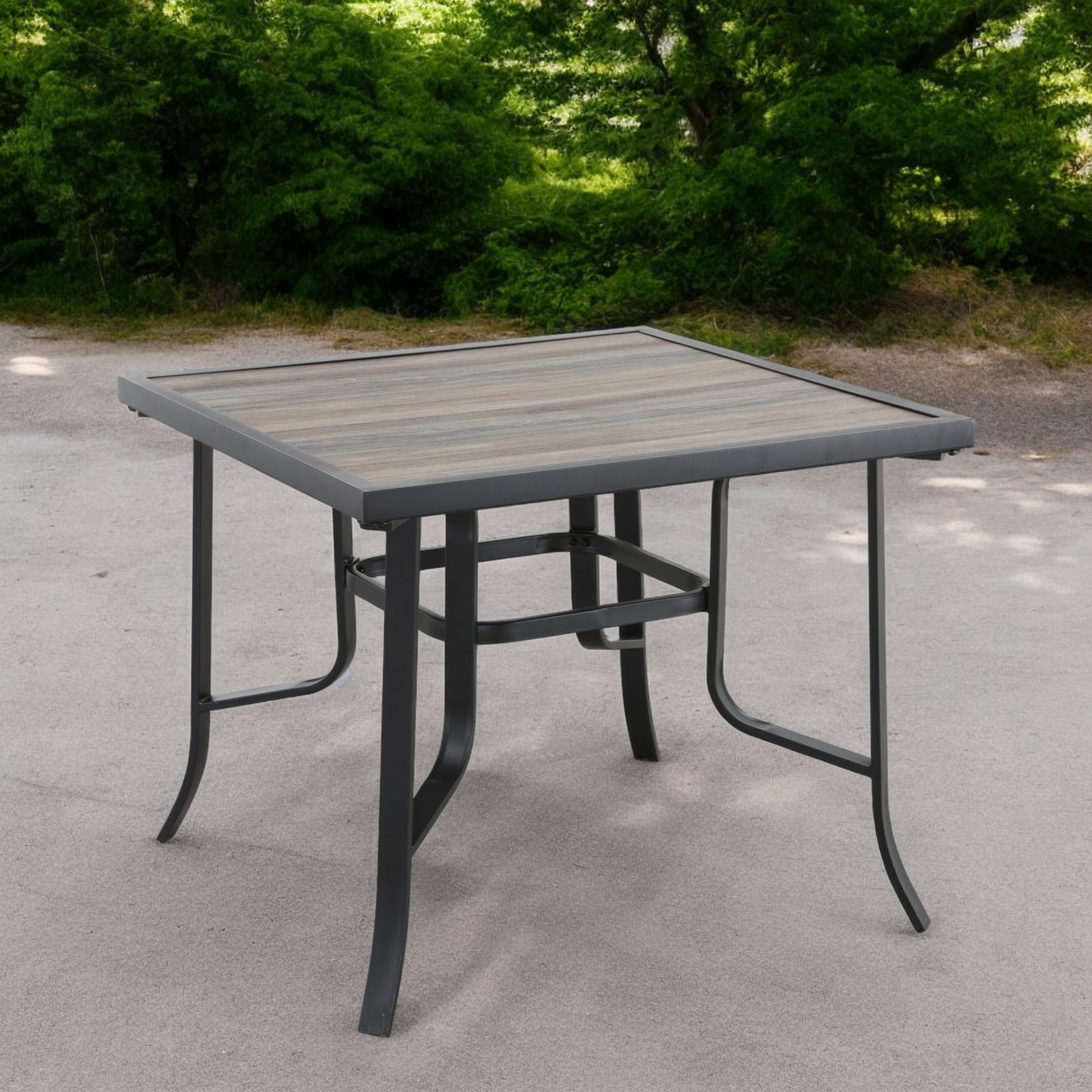 Brown and Black Square Metal Outdoor Dining Table By Homeroots | Outdoor Tables | Modishstore - 1