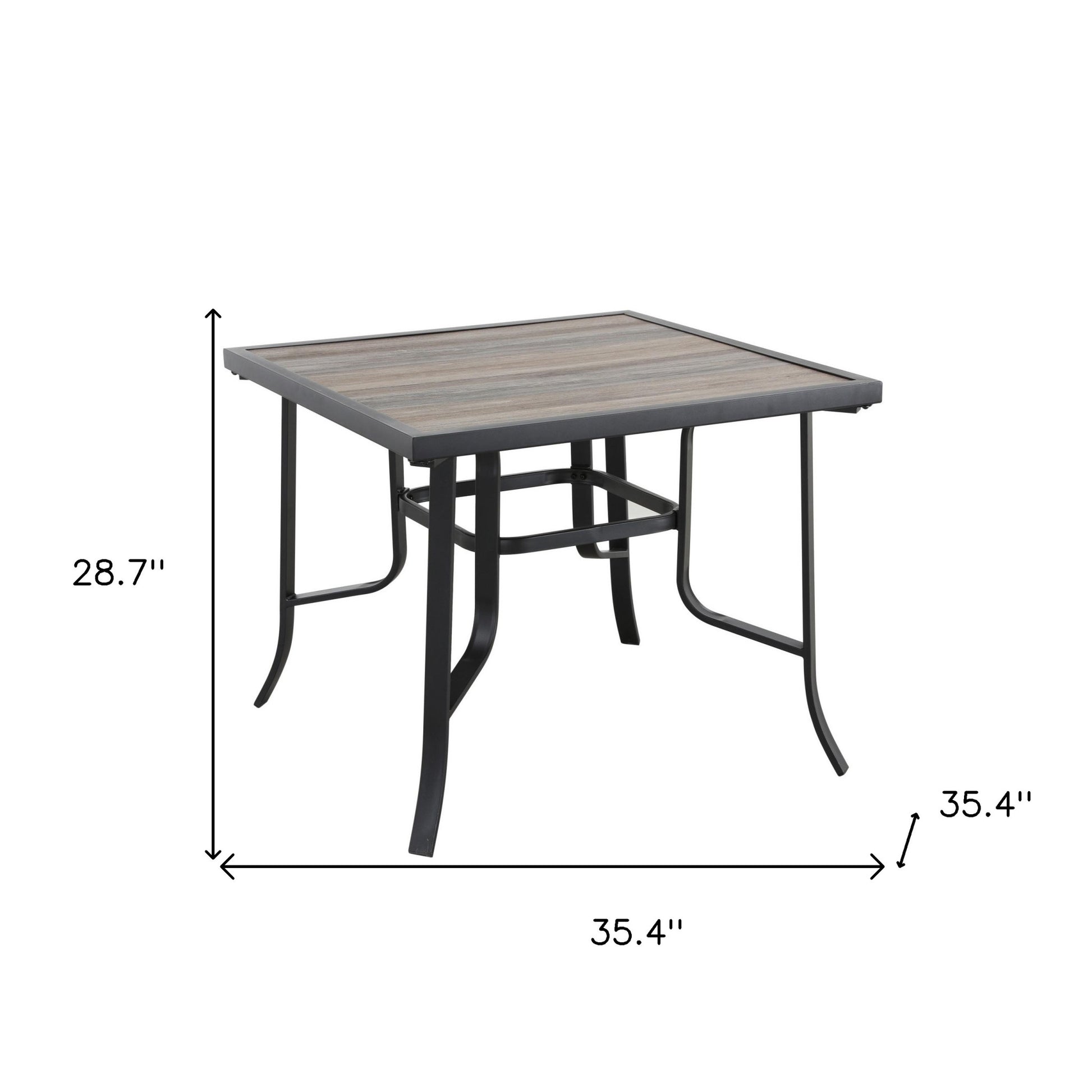 Brown and Black Square Metal Outdoor Dining Table By Homeroots | Outdoor Tables | Modishstore - 3