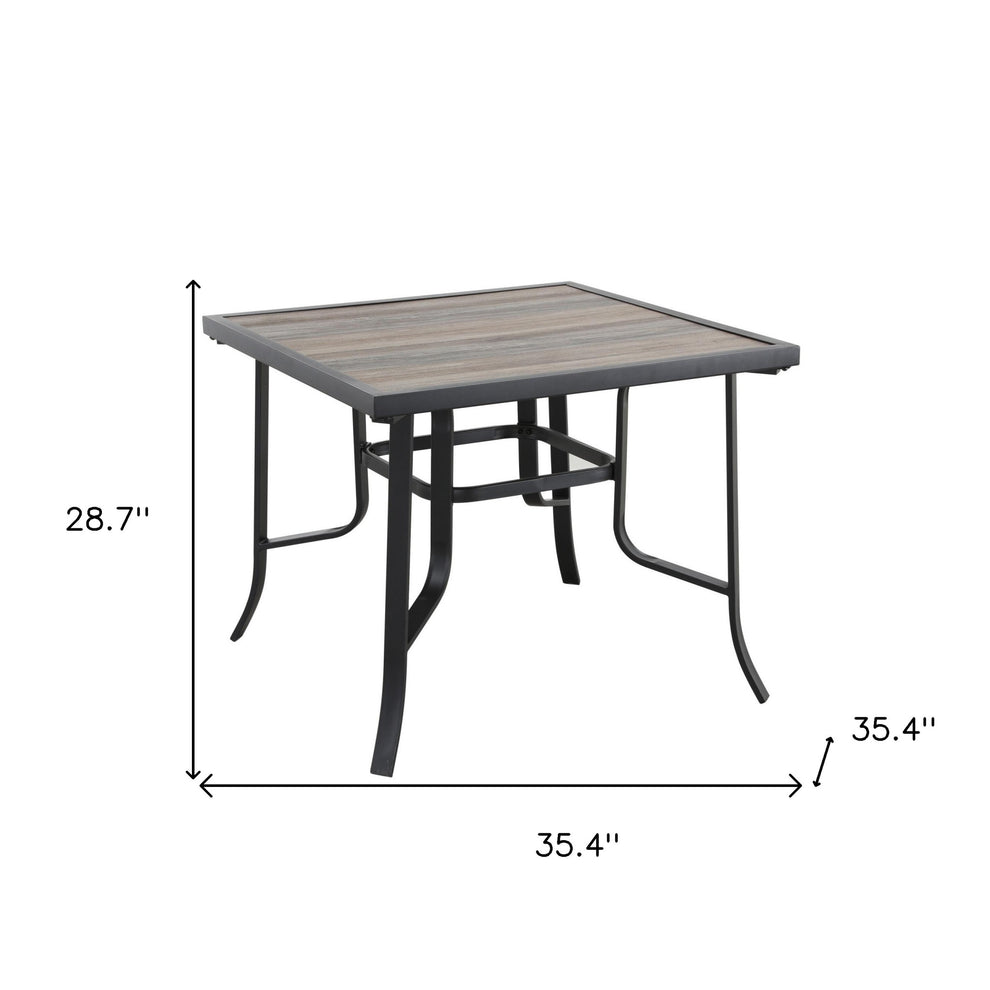 Brown and Black Square Metal Outdoor Dining Table By Homeroots | Outdoor Tables | Modishstore - 3
