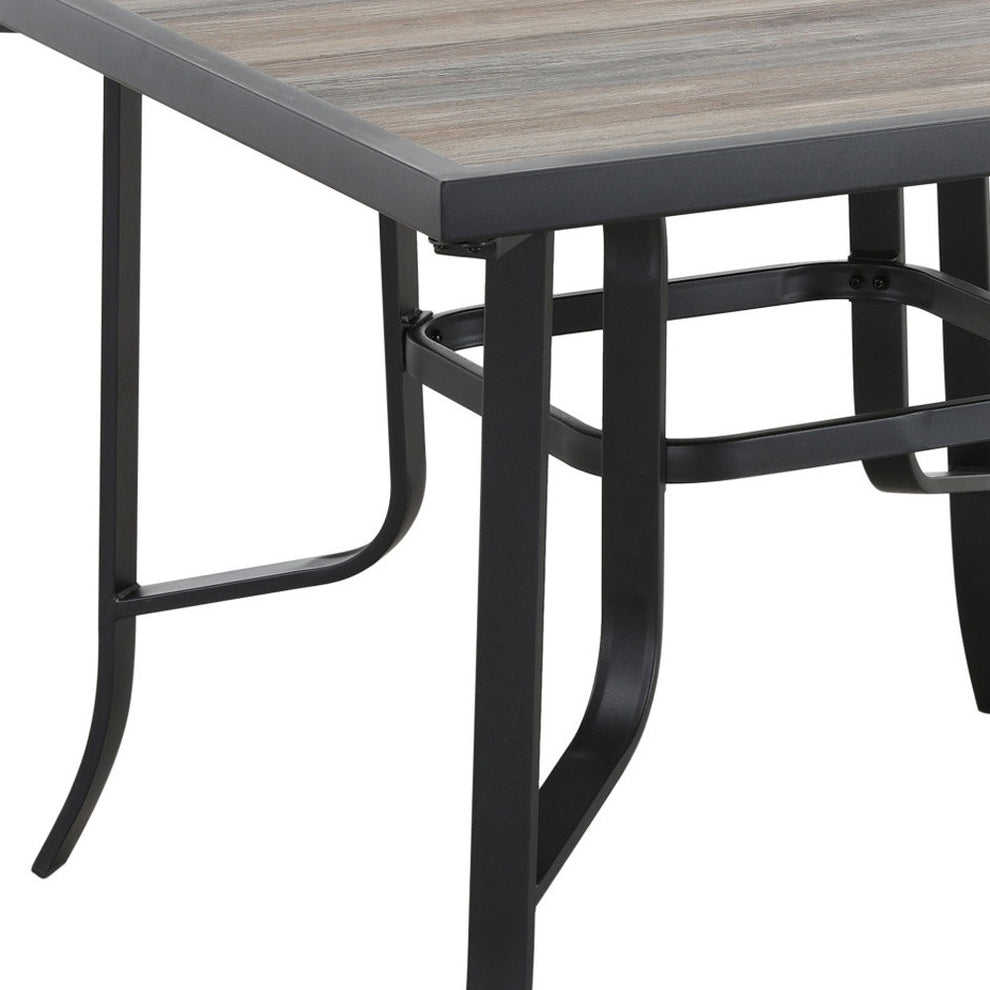 Brown and Black Square Metal Outdoor Dining Table By Homeroots | Outdoor Tables | Modishstore - 4