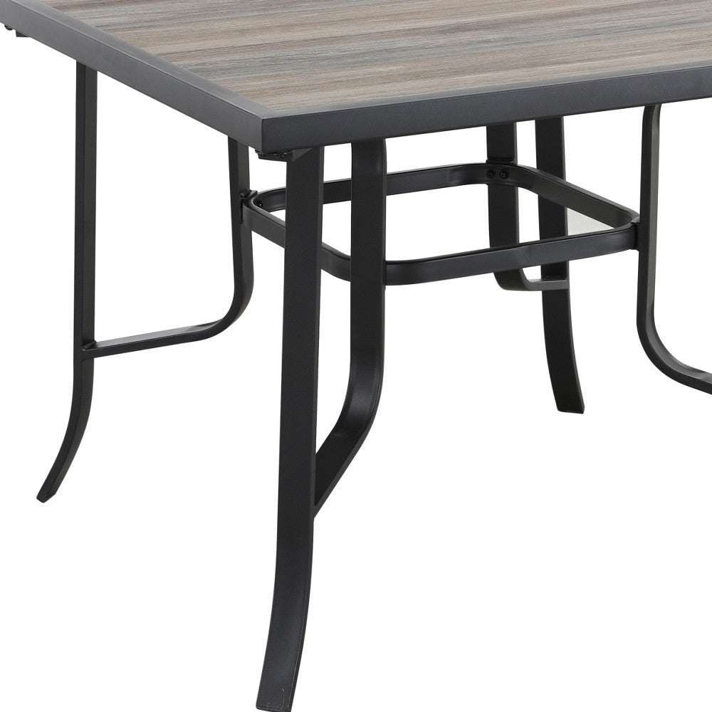 Brown and Black Square Metal Outdoor Dining Table By Homeroots | Outdoor Tables | Modishstore - 2