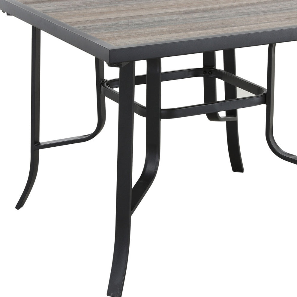 Brown and Black Square Metal Outdoor Dining Table By Homeroots | Outdoor Tables | Modishstore - 2