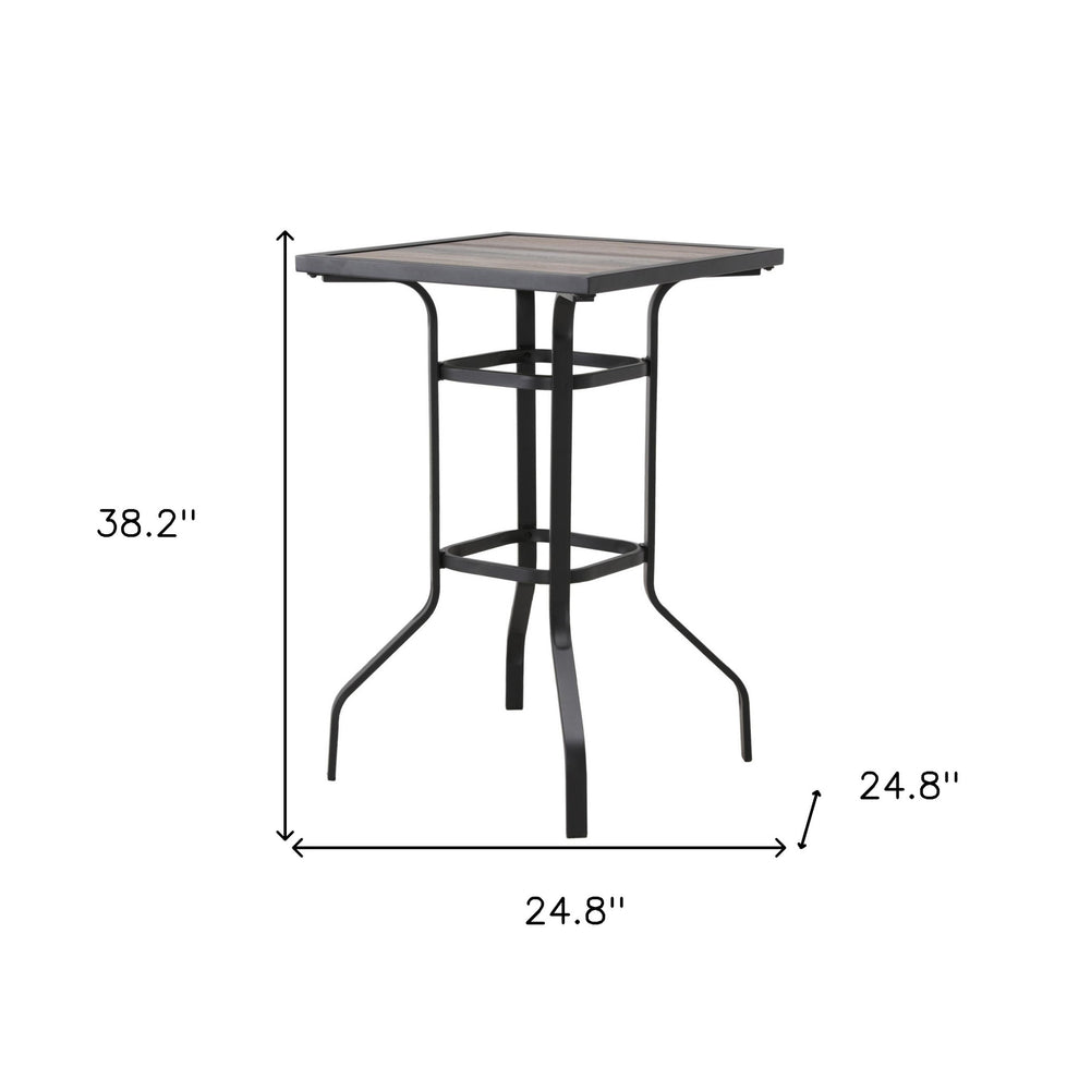 Brown and Black Square Metal Outdoor Bistro Table By Homeroots | Outdoor Tables | Modishstore - 3
