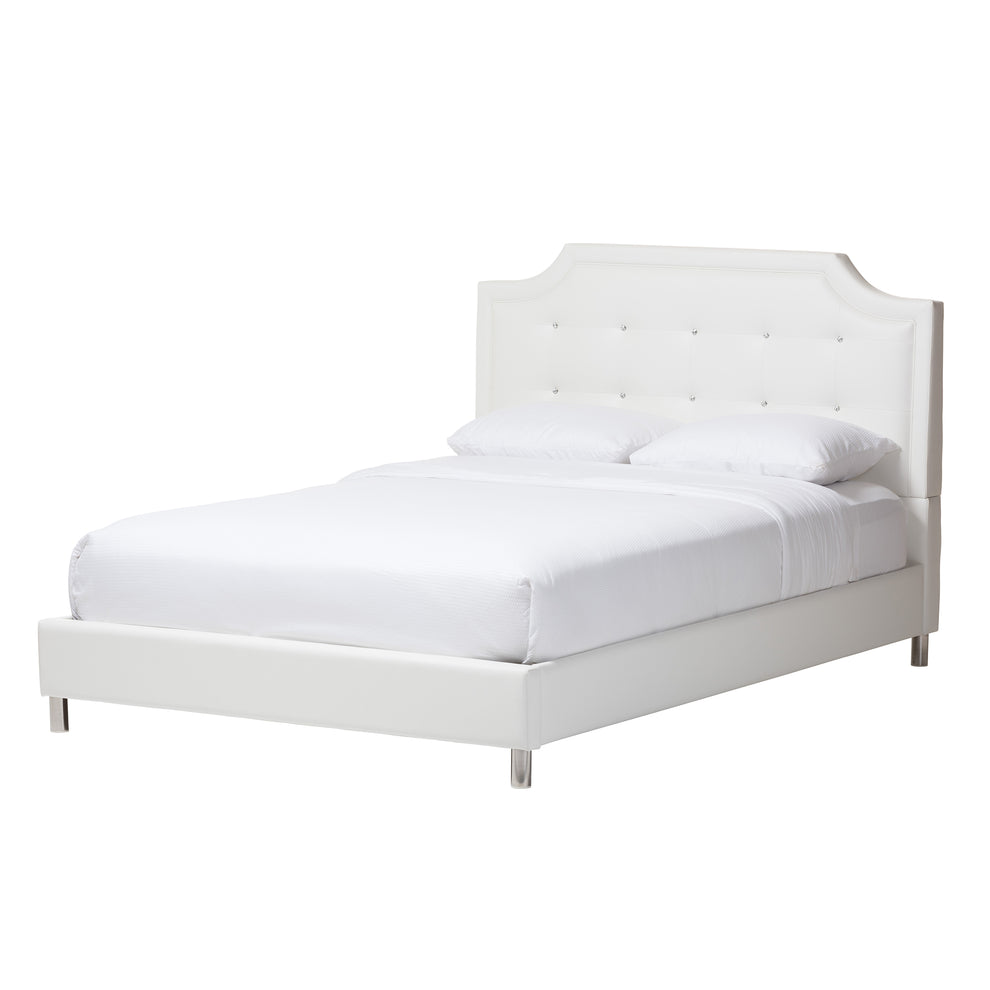 Baxton Studio Carlotta Contemporary Glam White Faux Leather Upholstered King Size 3-Piece Bedroom Set | Beds | Modishstore - 4