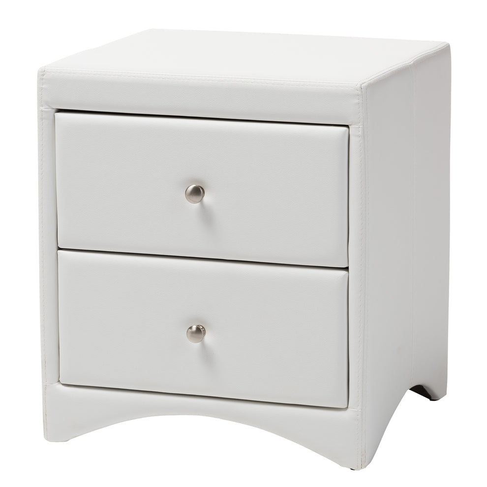 Baxton Studio Carlotta Contemporary Glam White Faux Leather Upholstered Full Size 3-Piece Bedroom Set | Beds | Modishstore - 5