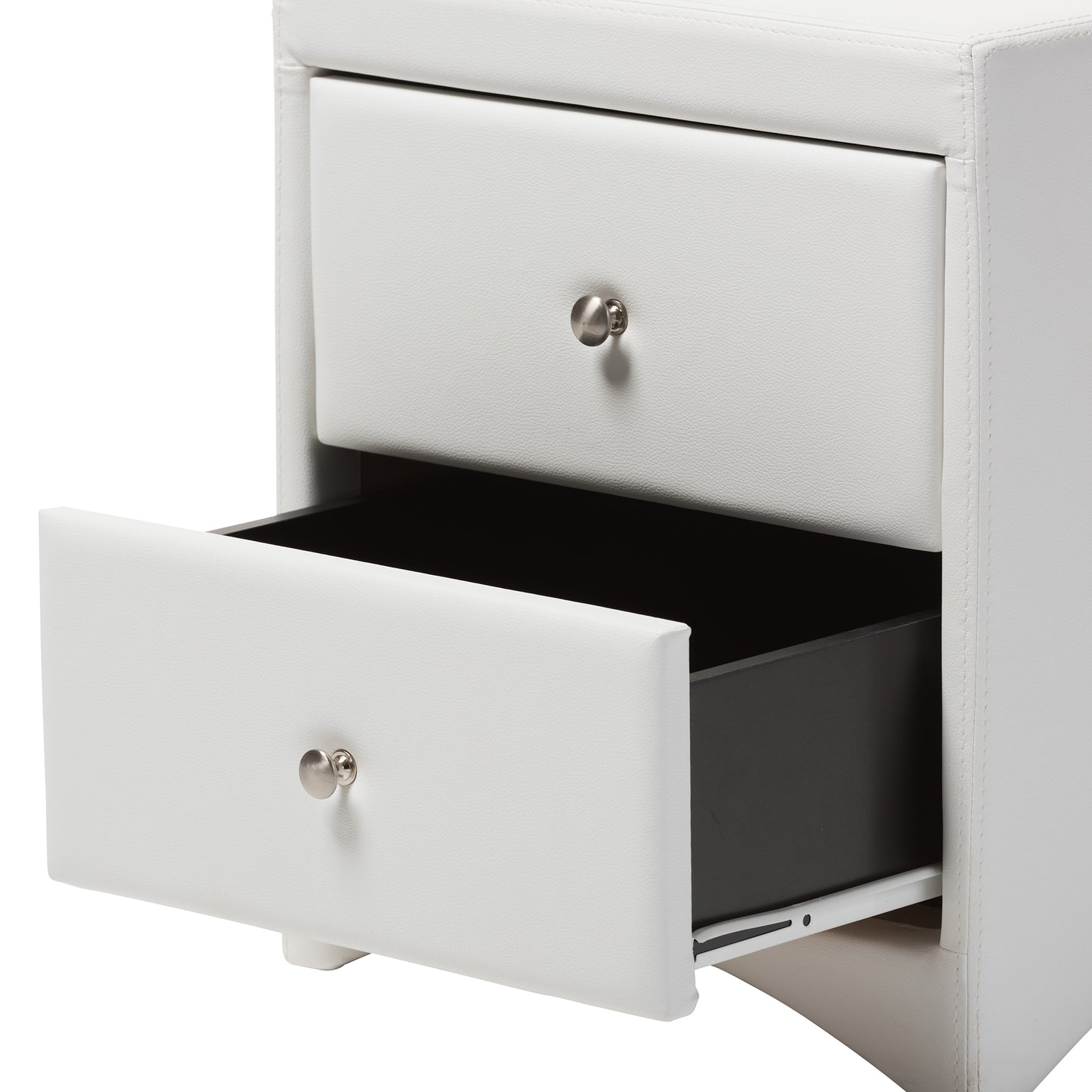 Baxton Studio Carlotta Contemporary Glam White Faux Leather Upholstered Full Size 3-Piece Bedroom Set | Beds | Modishstore - 6