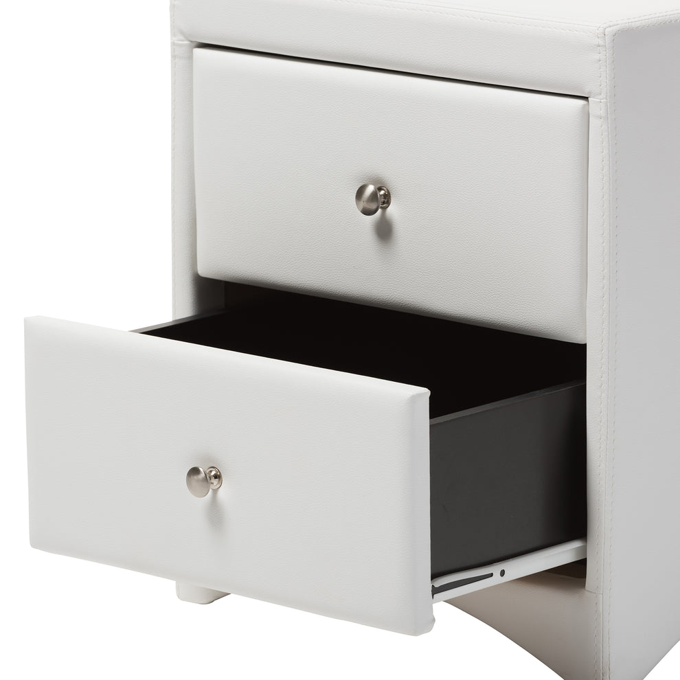 Baxton Studio Carlotta Contemporary Glam White Faux Leather Upholstered King Size 3-Piece Bedroom Set | Beds | Modishstore - 6