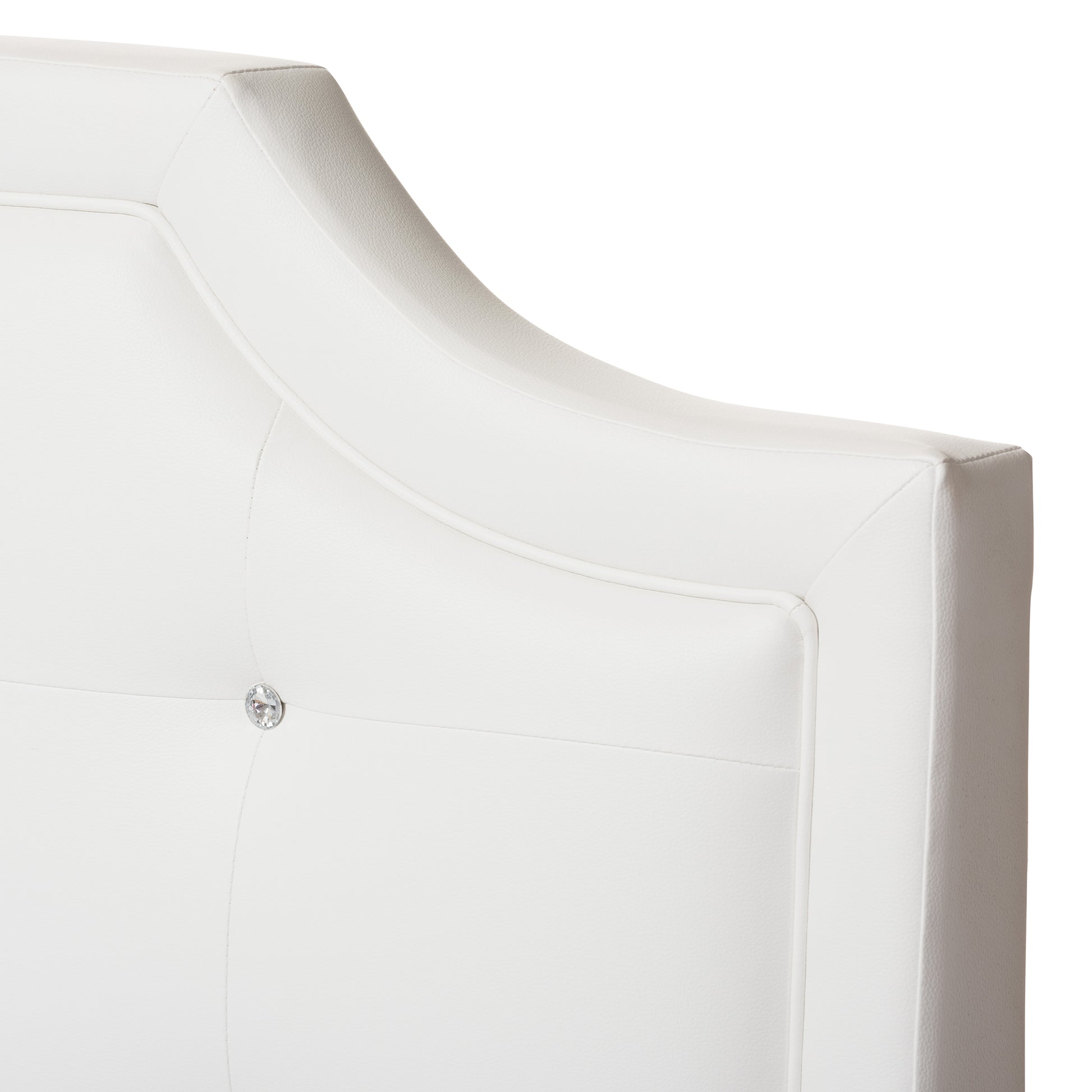 Baxton Studio Carlotta Contemporary Glam White Faux Leather Upholstered King Size 3-Piece Bedroom Set | Beds | Modishstore - 8